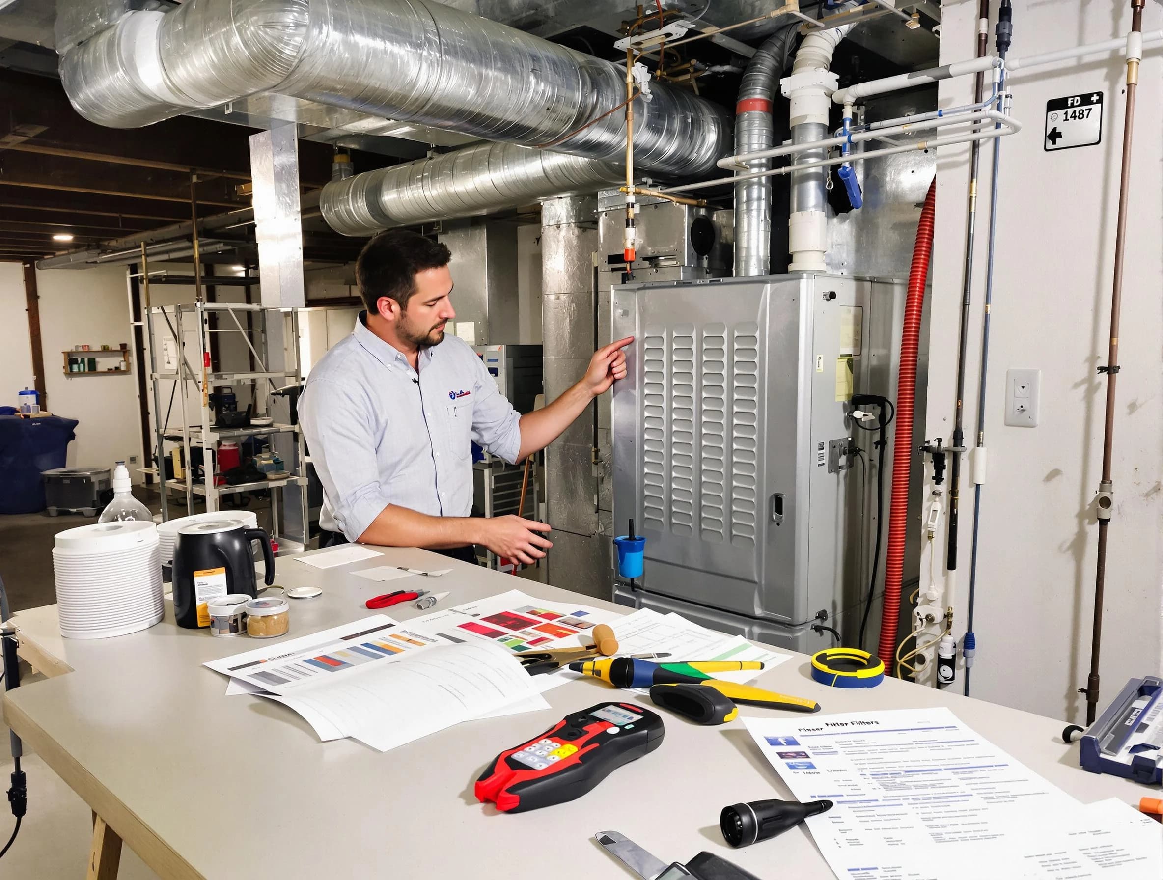 Columbine Air Duct Cleaning inspector conducting detailed filter system evaluation using professional diagnostic tools in Columbine