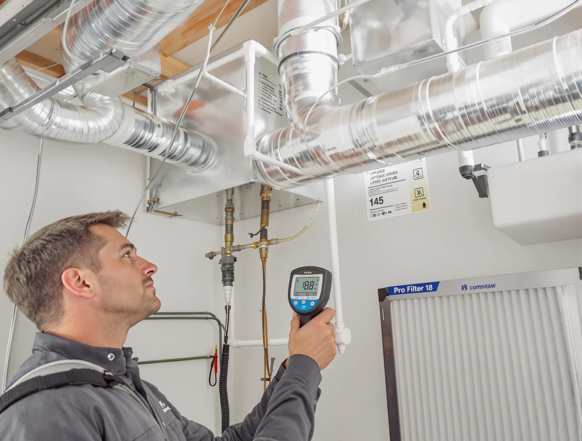 Columbine Air Duct Cleaning expert conducting detailed filter system inspection using diagnostic tools in Columbine