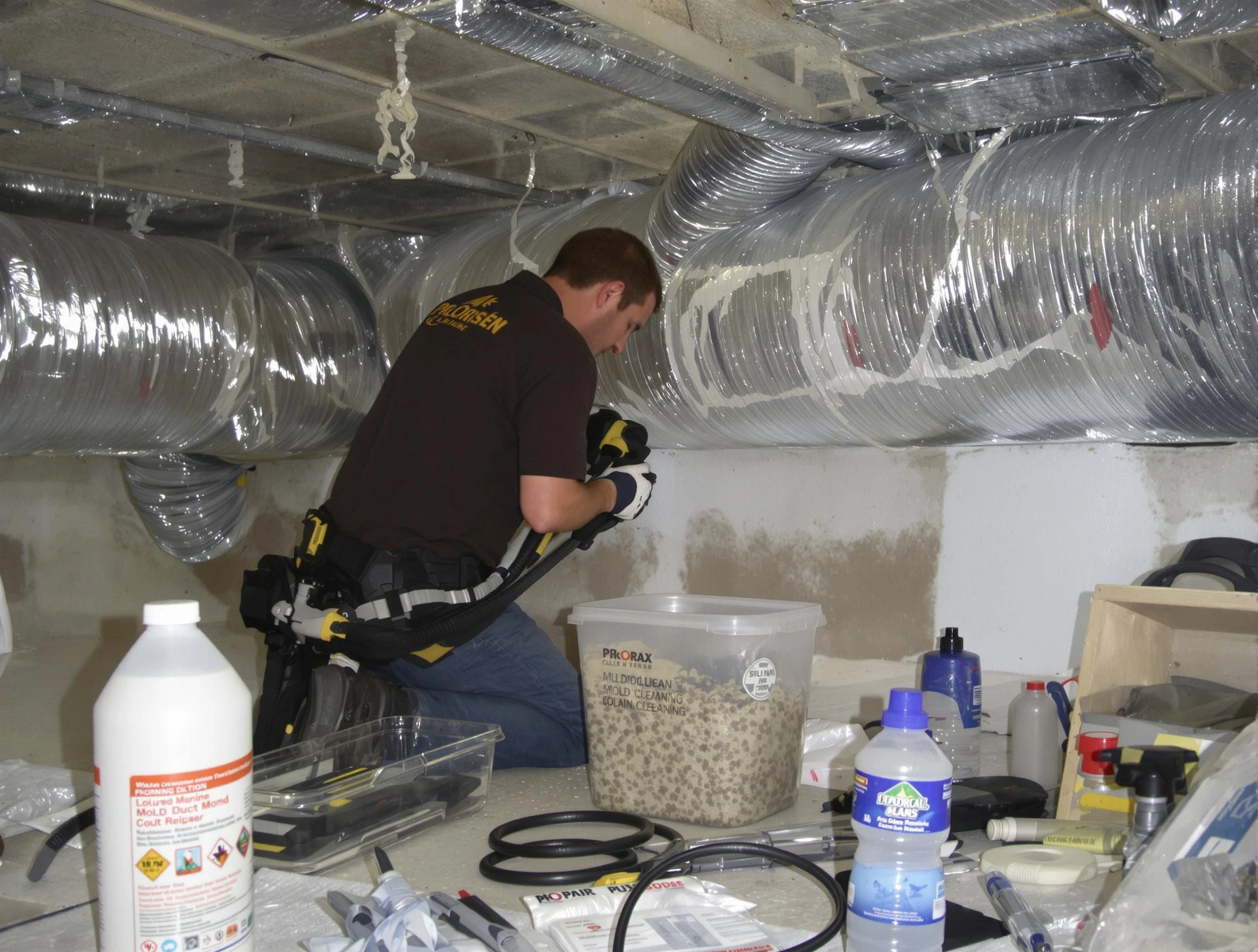 Columbine Air Duct Cleaning specialist performing professional mold removal from air ducts in Columbine