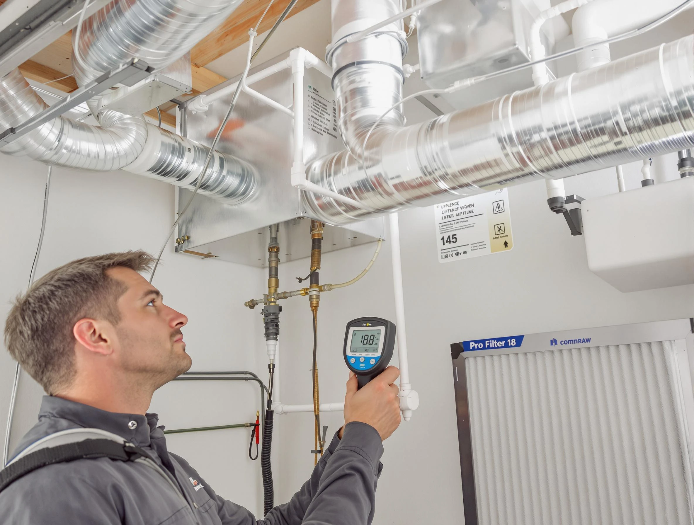 Columbine Air Duct Cleaning expert conducting detailed filter system inspection using diagnostic tools in Columbine